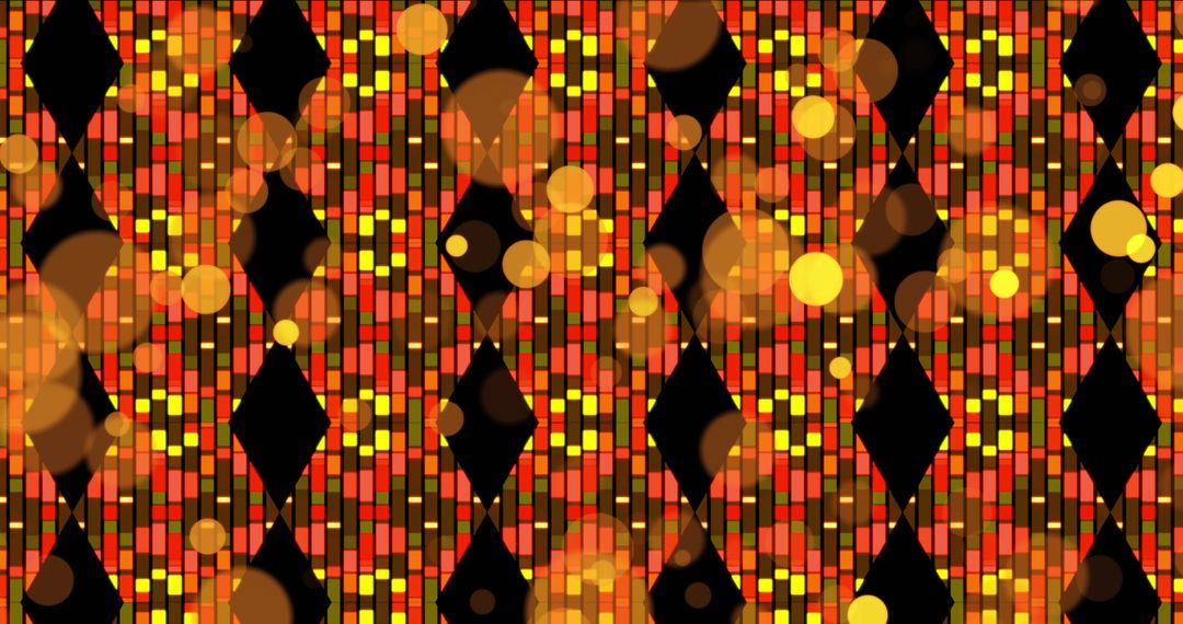 Colorful Geometric Pattern with Glowing Lights Overlay