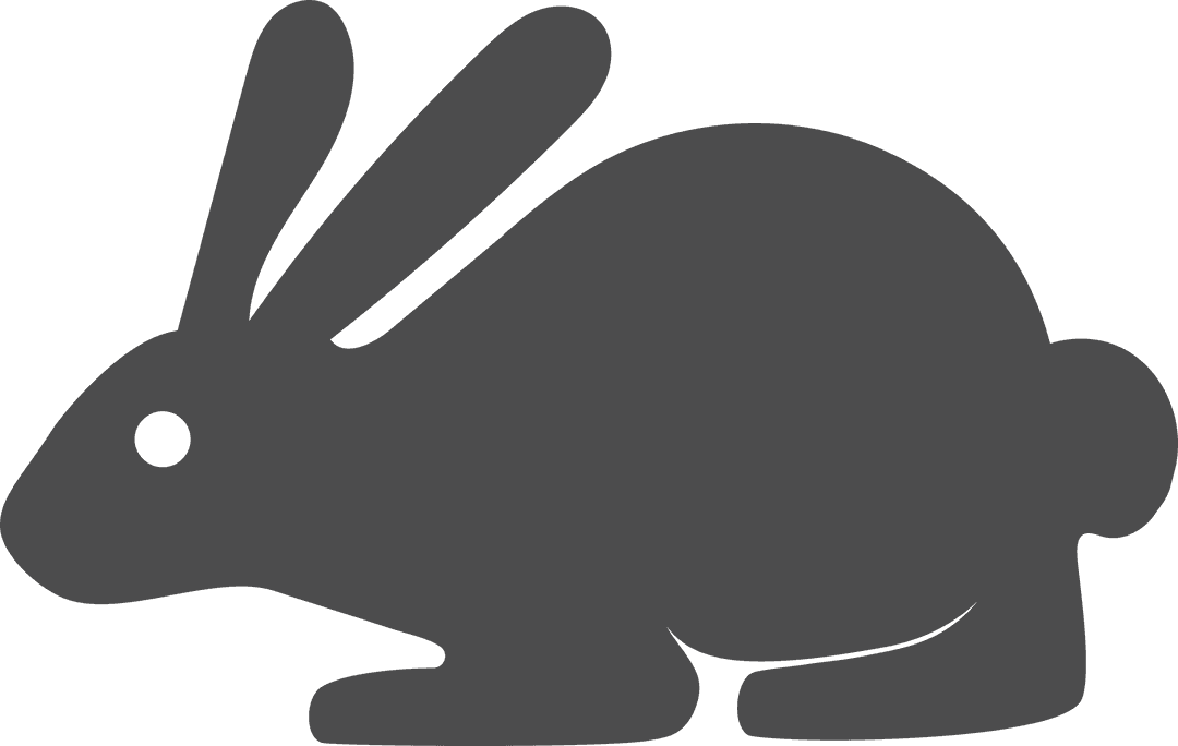 Black Bunny Silhouette on Transparent Background