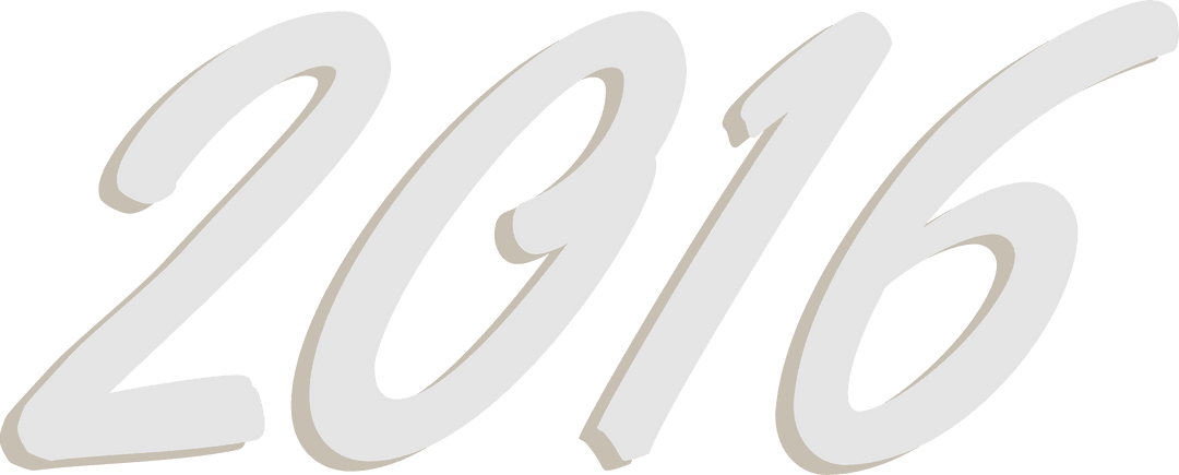 Year 2016 in Stylish Font on Transparent Background