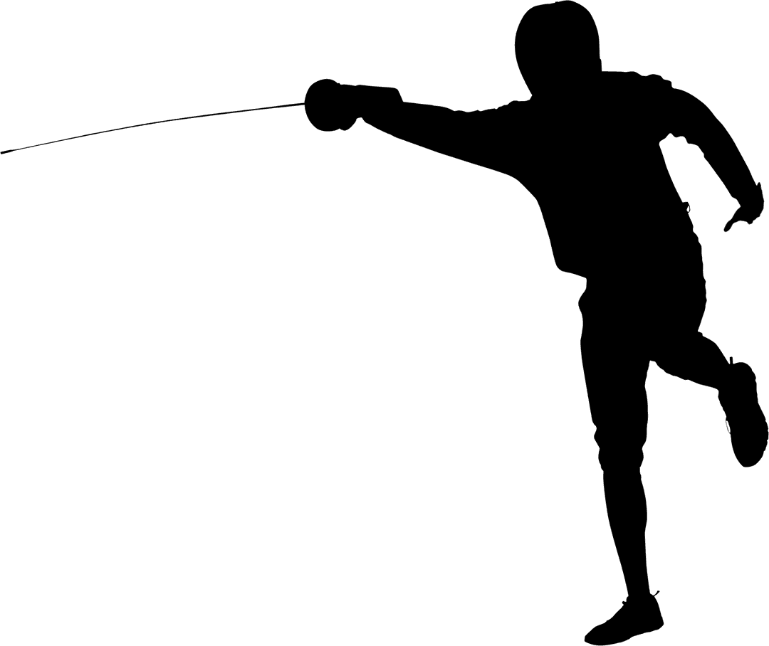 Silhouette Fencer in Action on Transparent Background