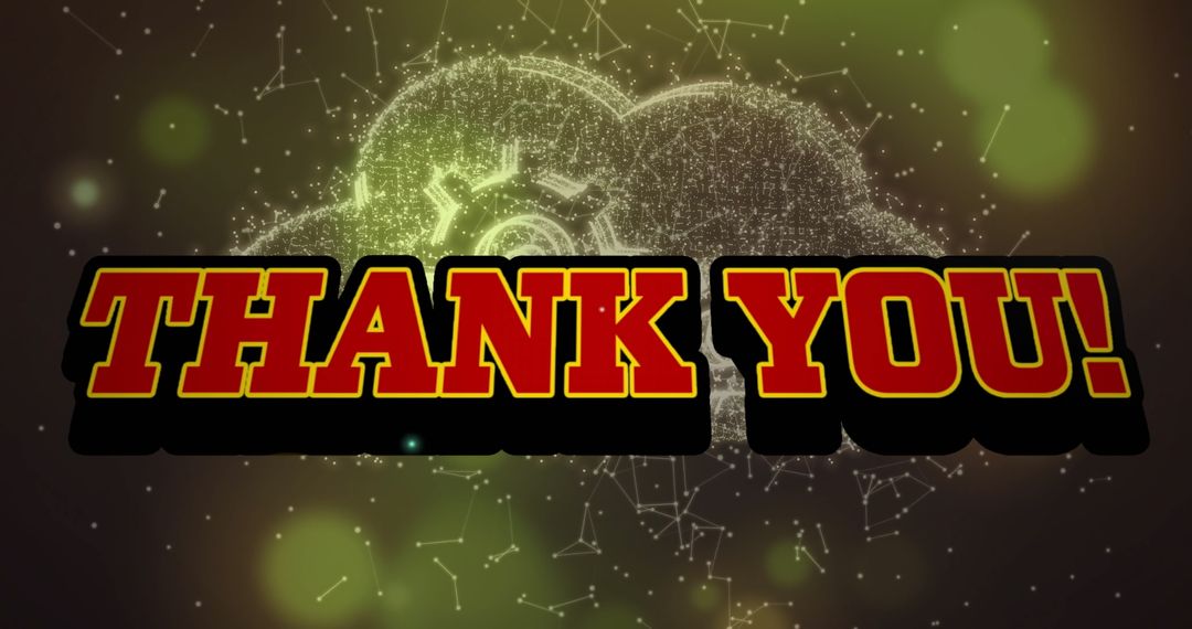 Glowing Thank You Text in Futuristic Virtual Space
