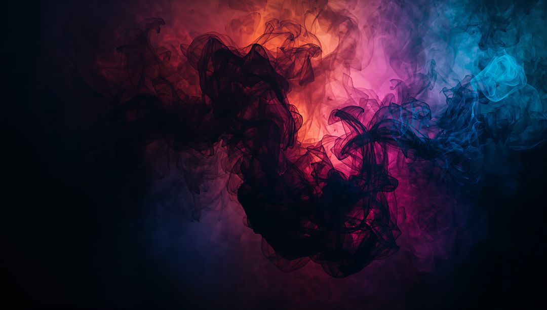 Abstract Mixed-Color Ink Plume in Dark Surroundings
