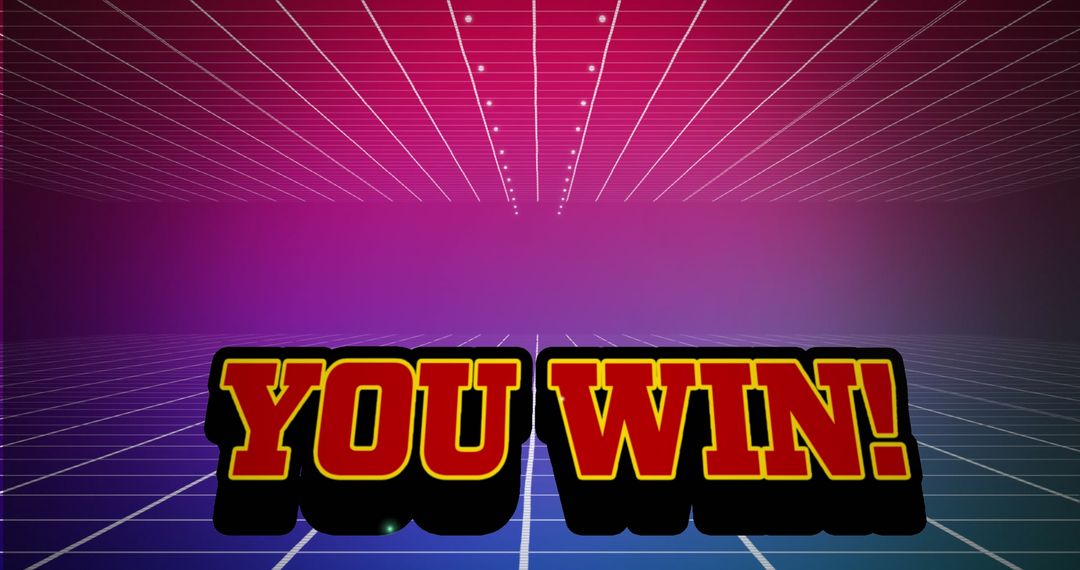 Retro Style 'You Win' Text with Geometric Grid Background