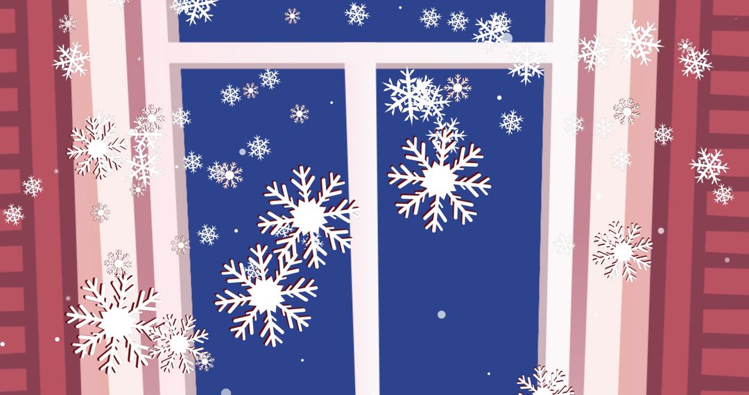 Falling Snowflakes on Winter Window Background