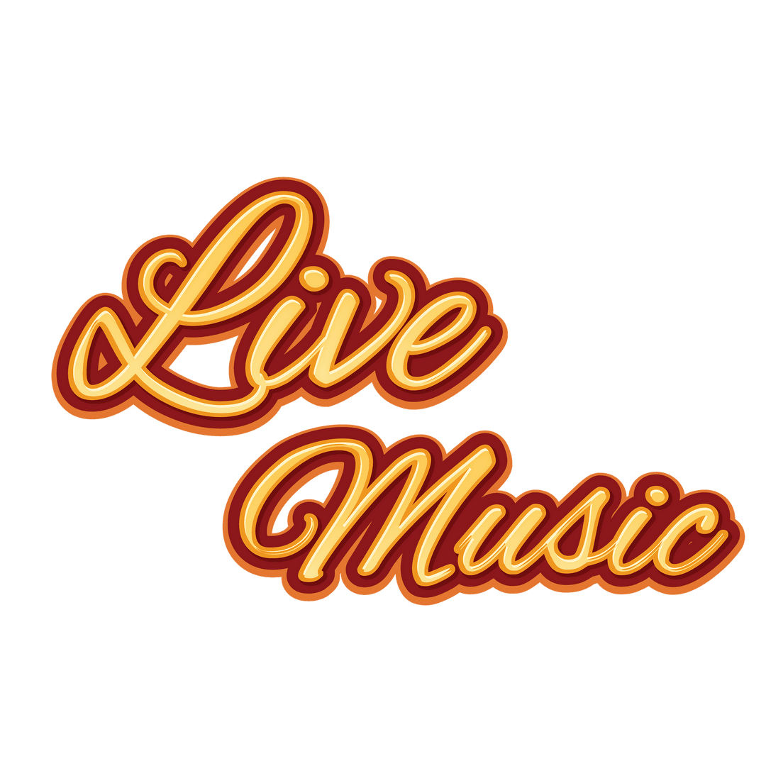 Glowing Live Music Text on Transparent Background