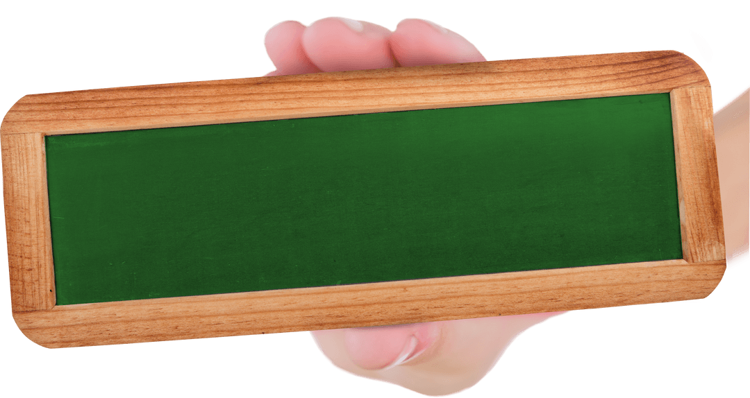 Transparent Hand Holding Small Green Chalkboard for Communication