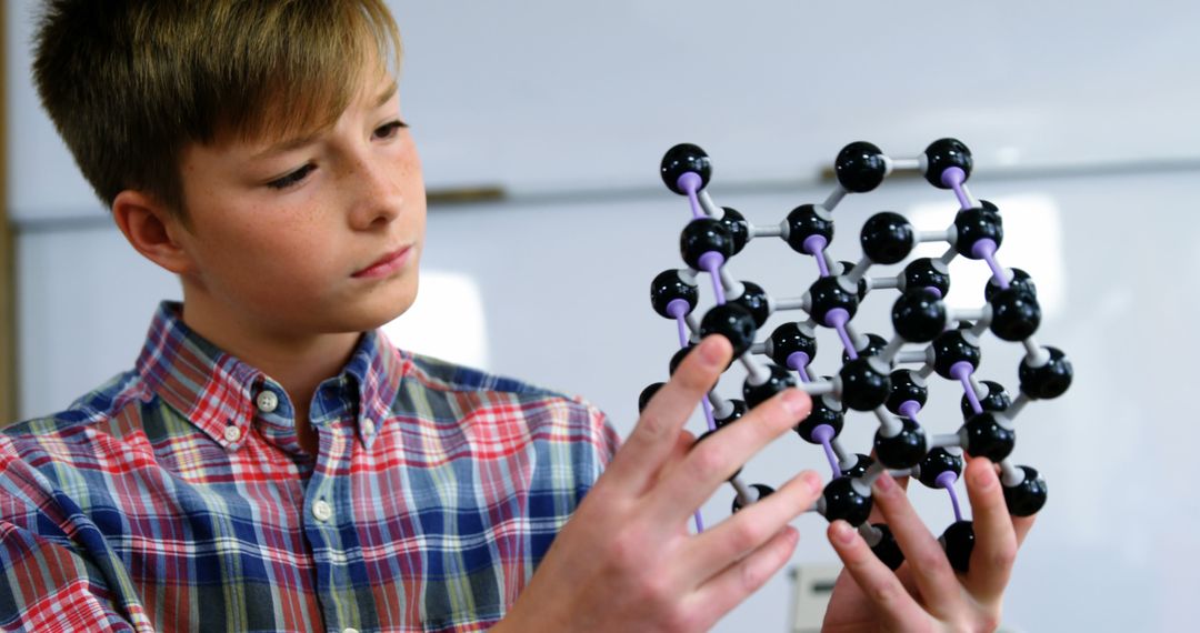 Child Examining Molecular Structure Model in Classroom - Free Images, Stock Photos and Pictures on Pikwizard.com