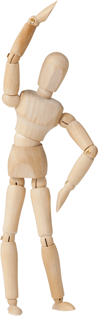Wooden Mannequin Stretching Transparent Effect for Exercise Concepts