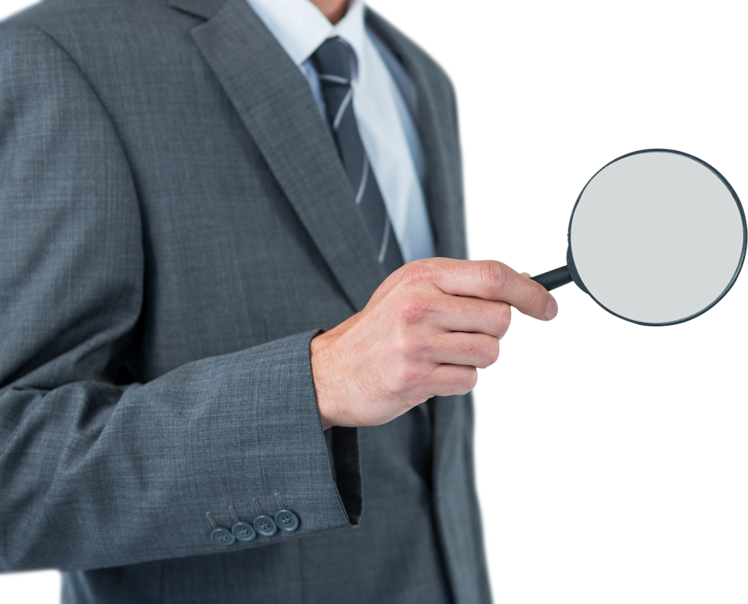 Transparent Mid Section Businessman Holding Magnifying Glass - Download Free Stock Images Pikwizard.com