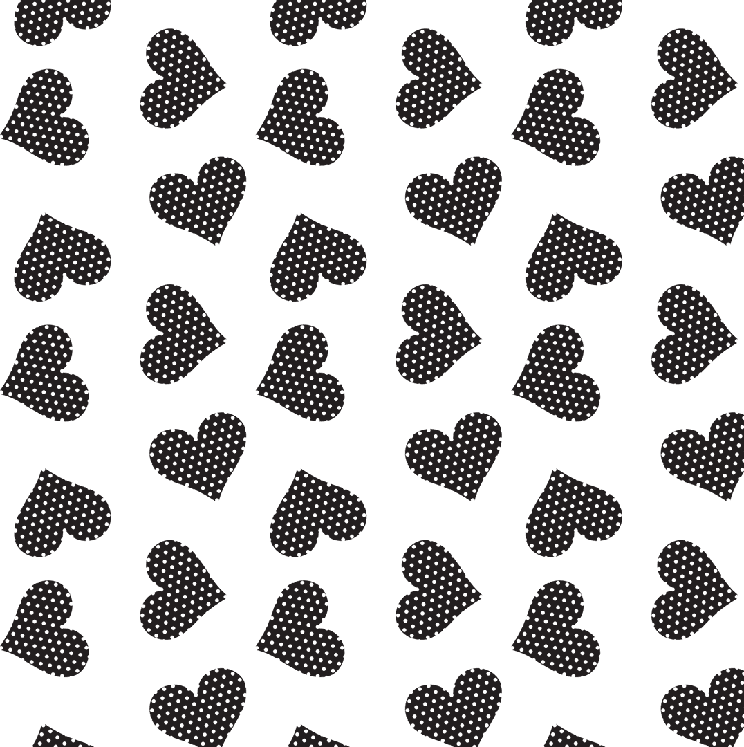 Black Heart Pattern on Transparent Background