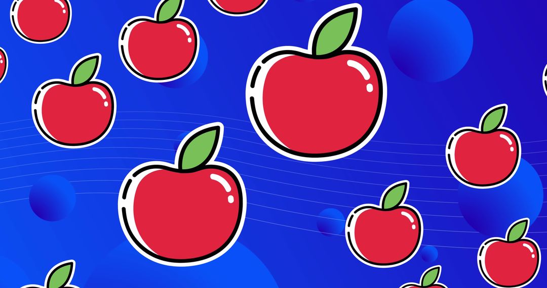 Vibrant Apple Pattern on Dynamic Blue Background
