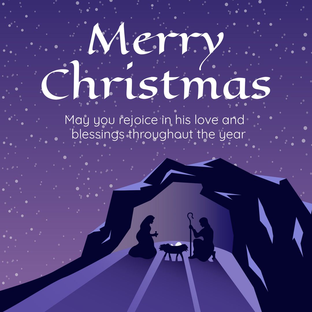 Peaceful Nativity Scene Under Starlit Sky for Christmas Greetings
