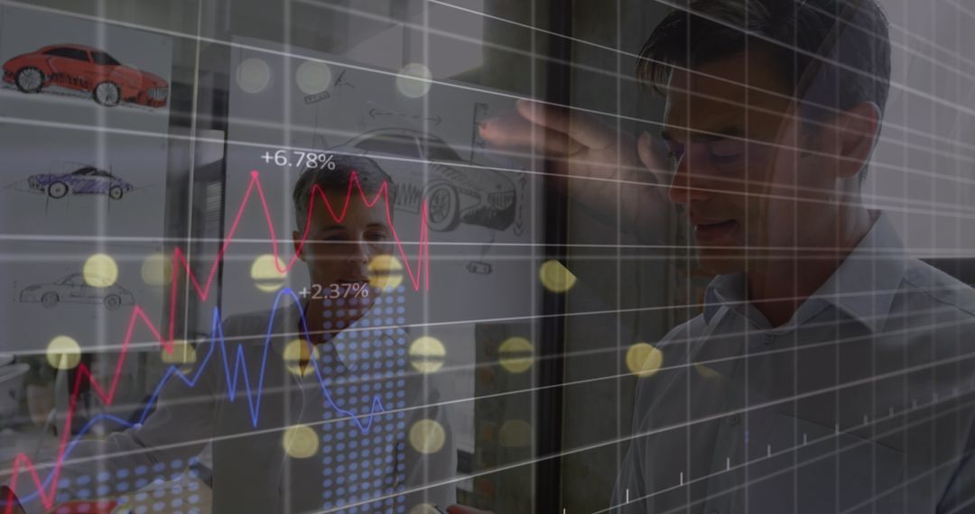 Business Team Analyzing Digital Financial Trends Data Sentiments