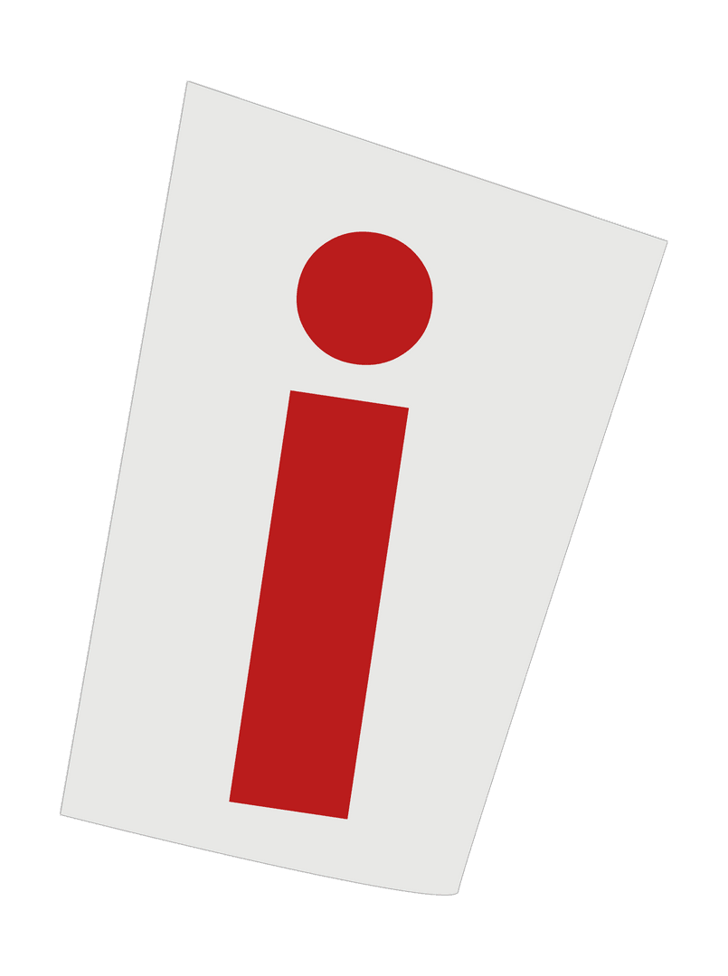 Flat Translucent Red Lowercase I on Angled White Panel