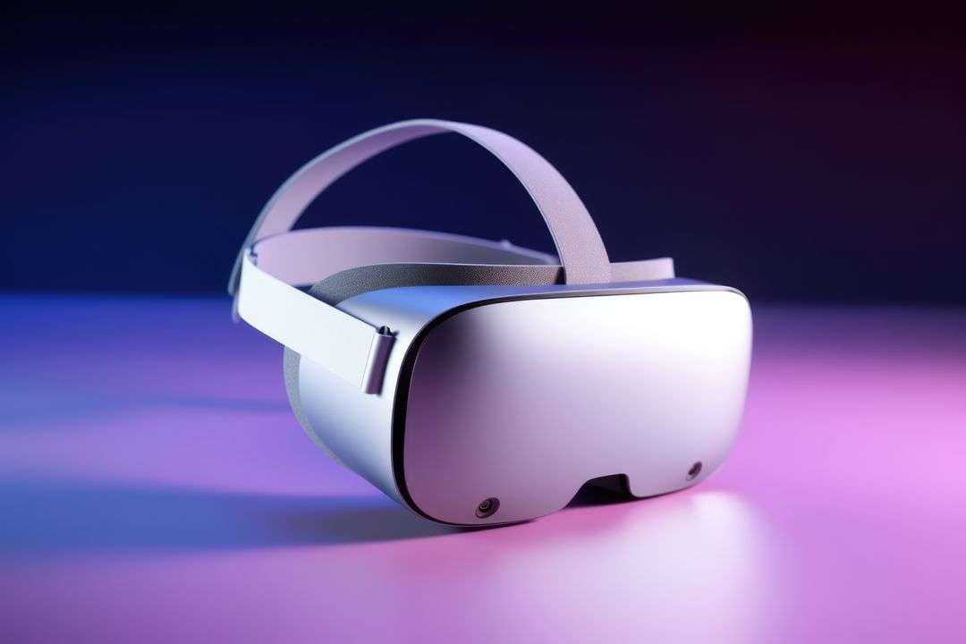Grey vr headset on dark purple background with copy space, created using generative ai technology - Free Images, Stock Photos and Pictures on Pikwizard.com