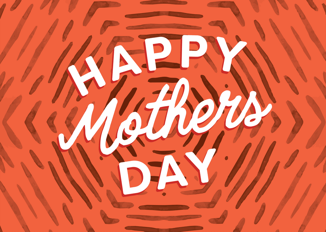 Happy Mothers Day Text on Transparent Background with Artful Pattern