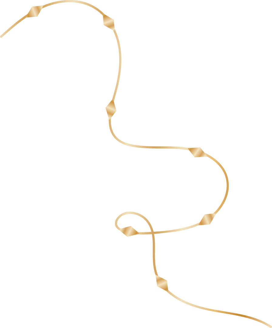 Slender Gold Ribbon with Diamond Nodes on Transparent Background