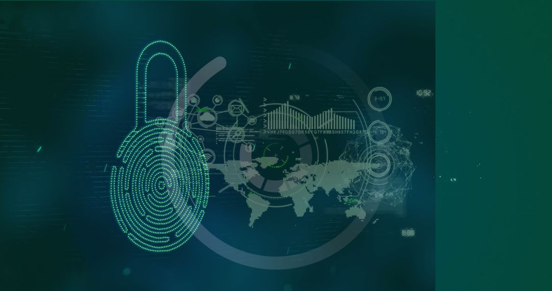 Cybersecurity Concept with Digital Padlock and Global Interface