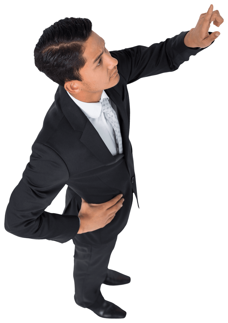 Focused Businessman Reaching Out on Transparent Background