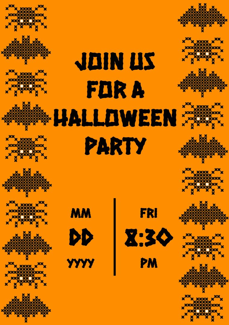 Halloween Party Invitation with Spooky Typography and Motifs