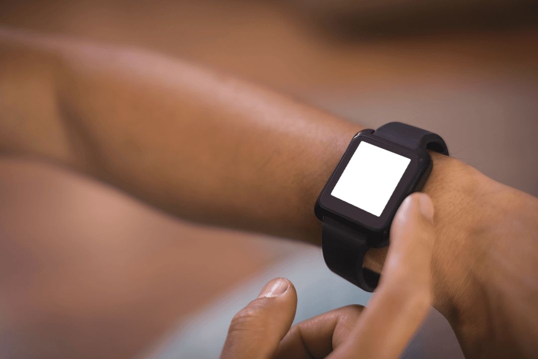 Close-up of Hands Using Transparent Display on Smartwatch