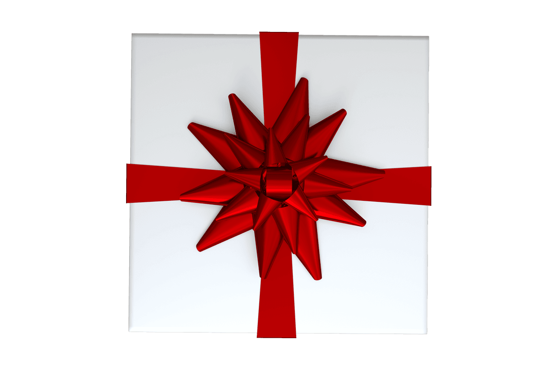 Transparent Festive Gift Box with Red Star Shaped Bow