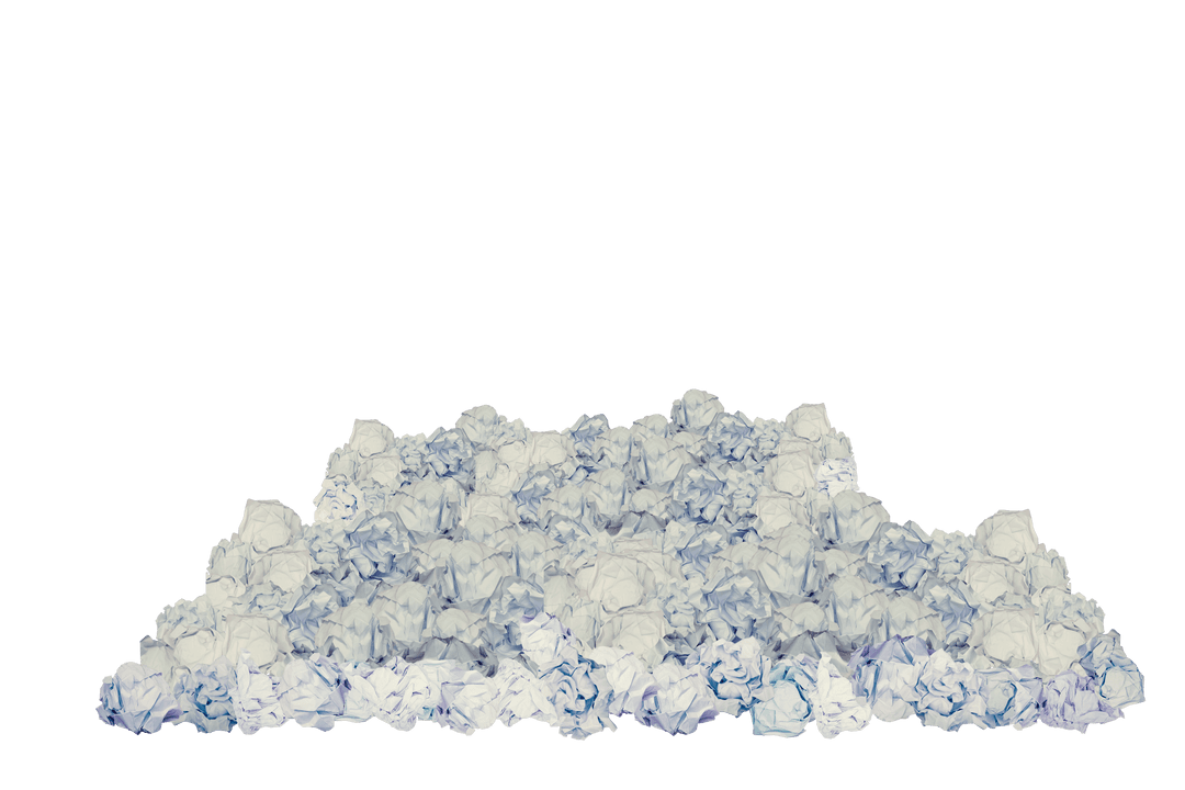 Pile of Crumpled Paper Balls on Transparent Background