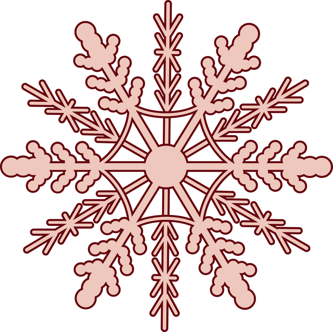Minimalist Geometric Snowflake Design on Transparent Background