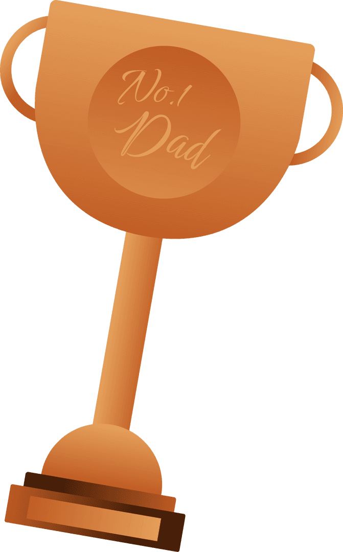 Number One Dad Golden Trophy in Transparent Background