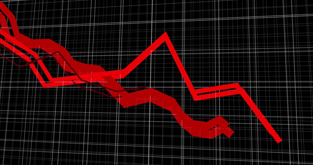 Dramatic Red Line Graph on Dark Grid Background