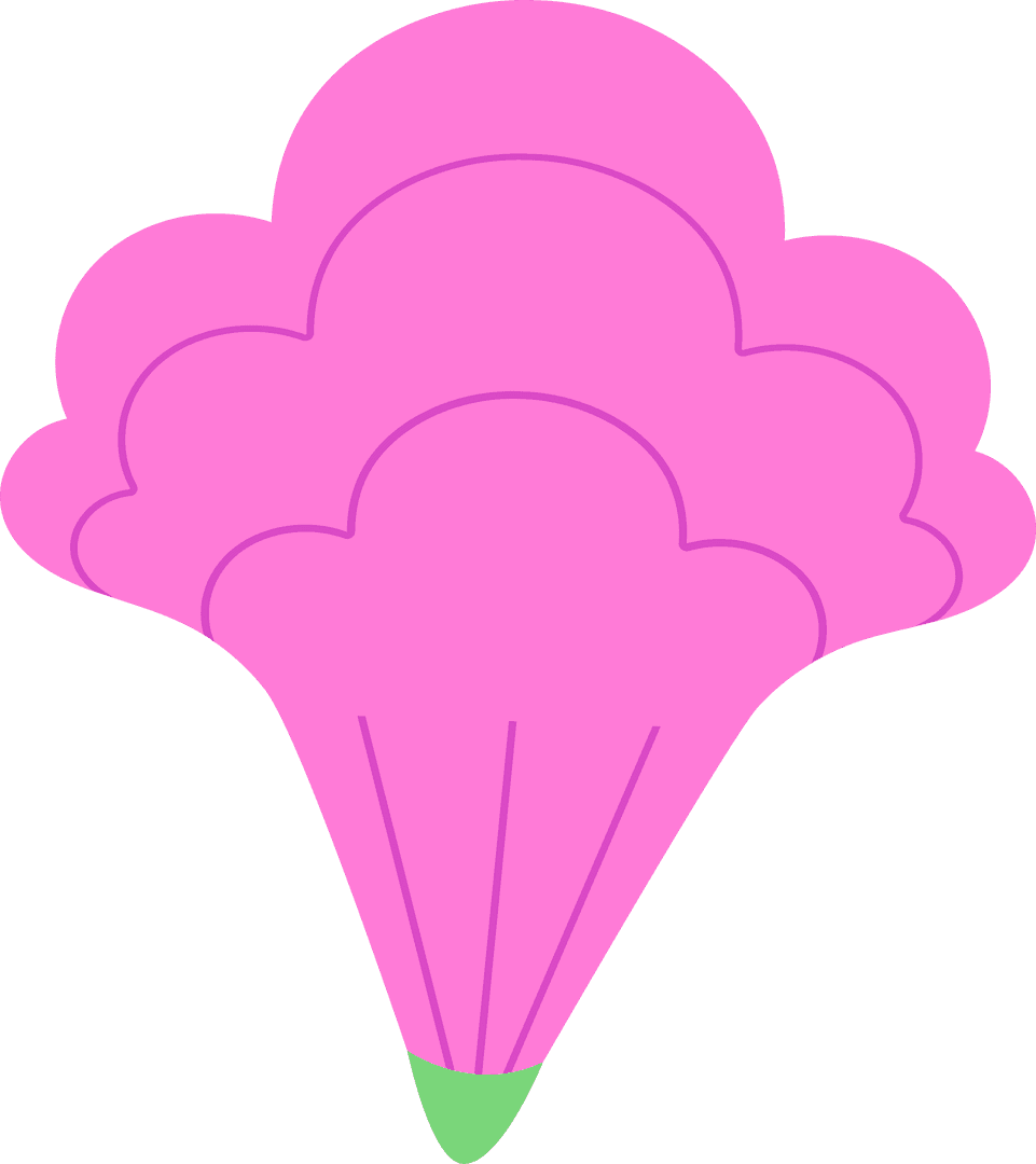 Vibrant Transparent Pink Cloud with Green Tip