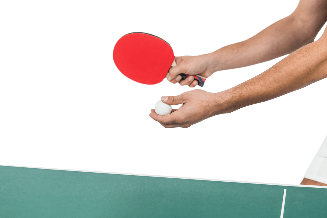 Transparent Action Table Tennis Player Serving Ball