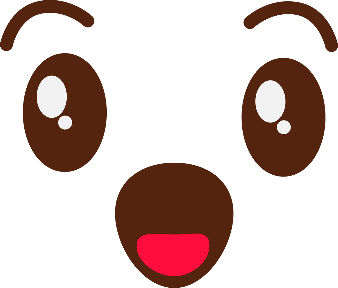 Playful Cartoon Face Design with Transparent Background