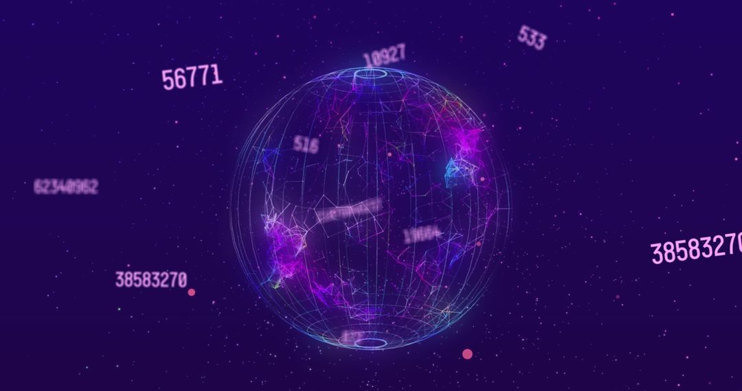 Digital Globe with Evolving Numbers Symbolizing Global Data Flow