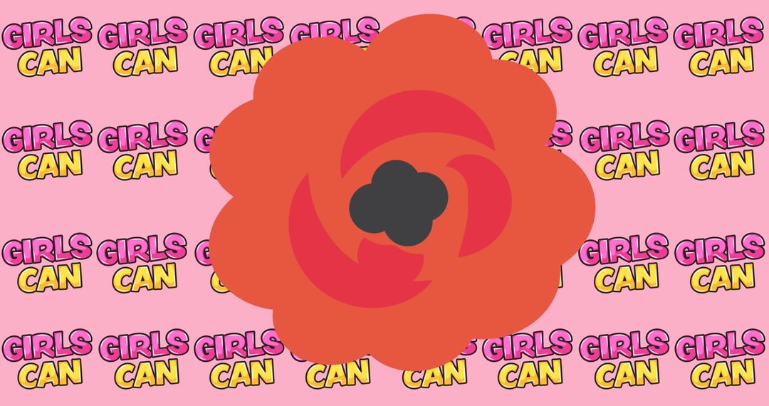 Bold Red Flower with Empowering Girls Can Message