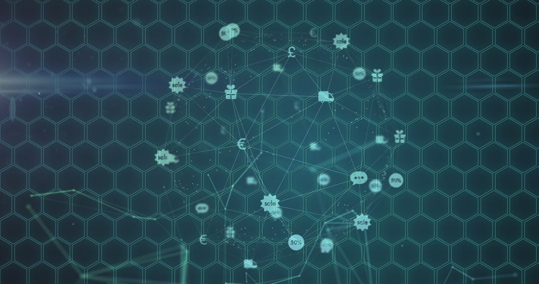 Futuristic Network with Global Communication Icons