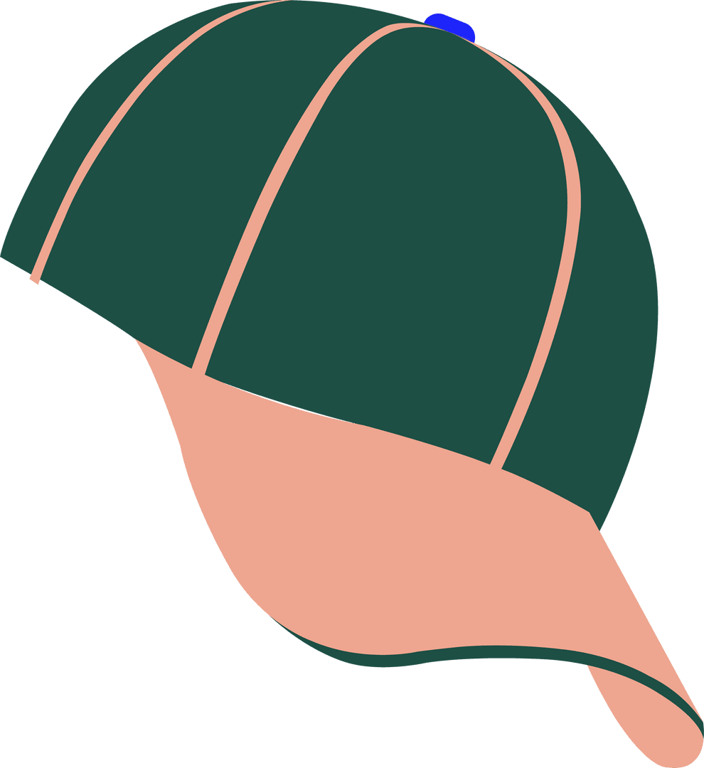 Minimalist Dark Green and Peach Baseball Cap with Transparent Background