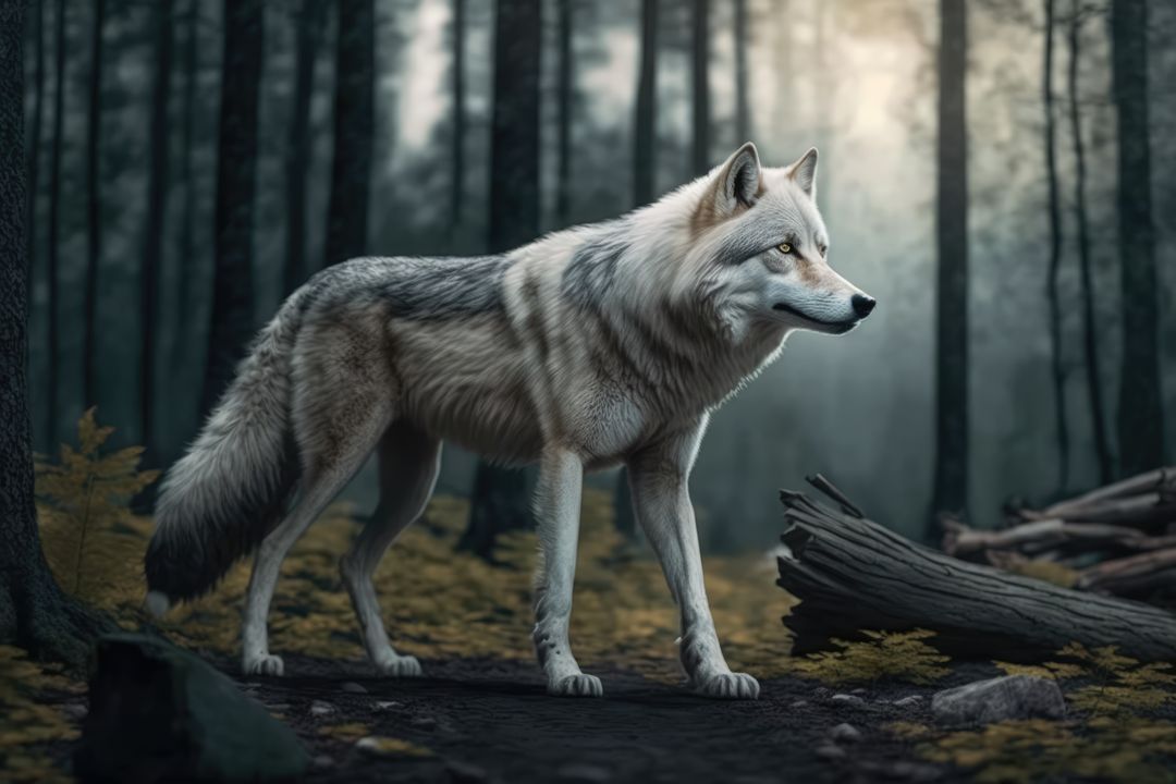 Portrait of wolf in forest, created using generative ai technology - Free Images, Stock Photos and Pictures on Pikwizard.com