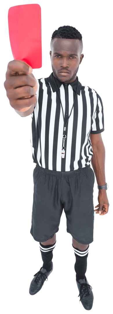 Transparent Referee Showing Red Card in Sports Texture