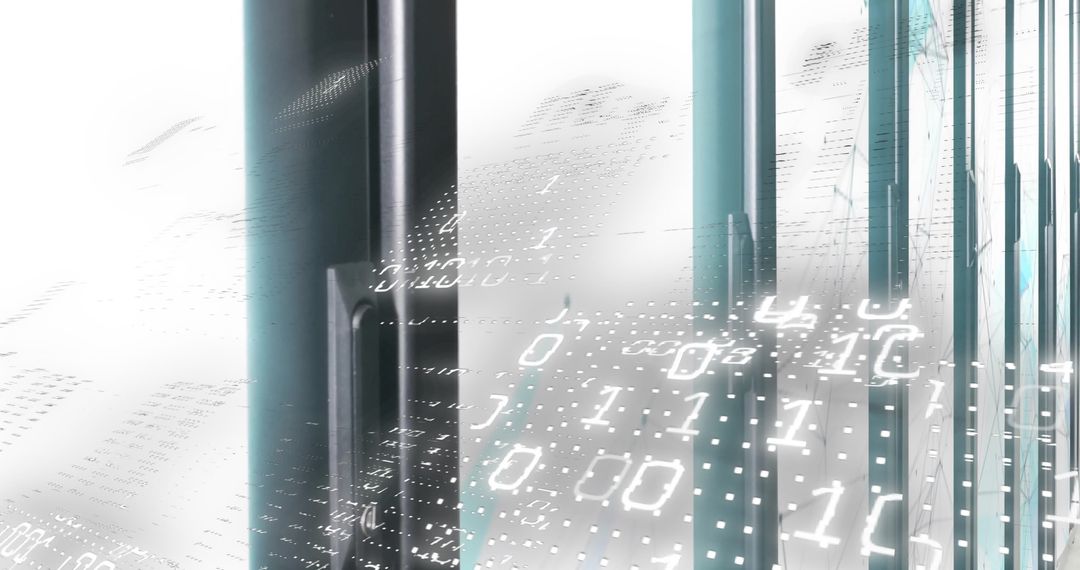 Futuristic Data Visualization with Binary and Transparent Panels