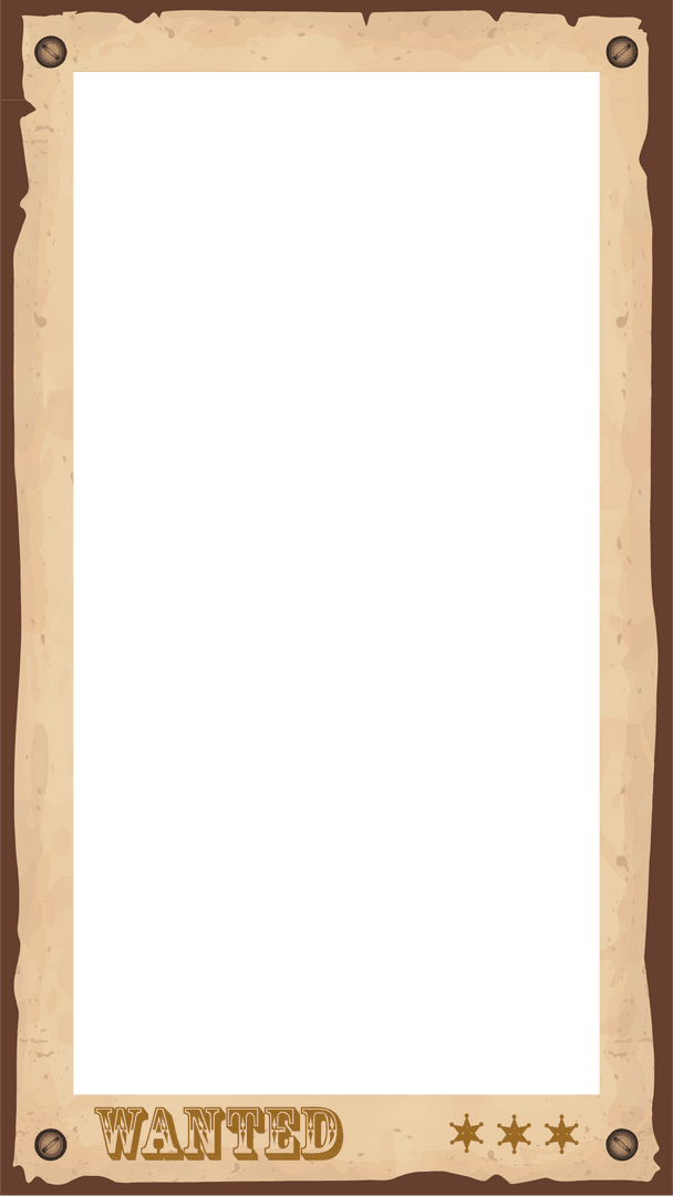 Western Wanted Poster Frame with Transparent Background
