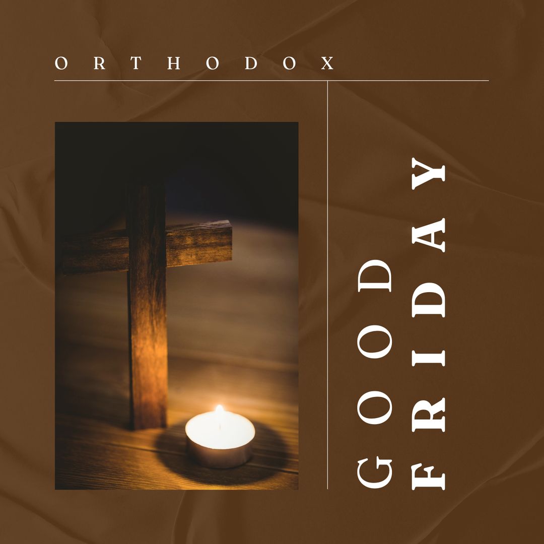 Orthodox Good Friday Candlelight with Wooden Cross - Download Free Stock Templates Pikwizard.com