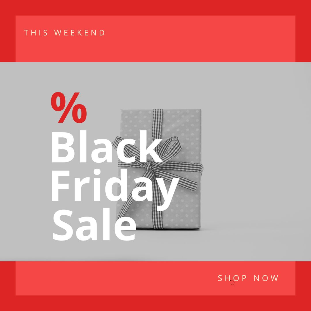 Black Friday Sale Banner with Gift and Red Accents