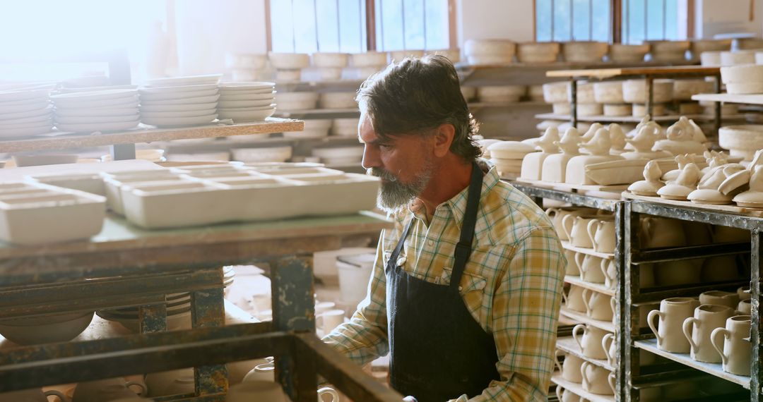 Focused Artisan Working in Ceramics Workshop - Free Images, Stock Photos and Pictures on Pikwizard.com