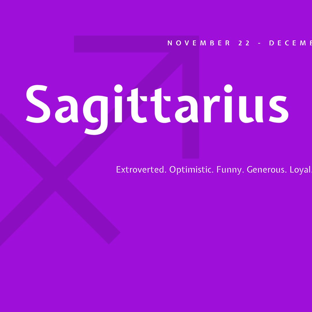Sagittarius Zodiac Sign Traits on Purple Background