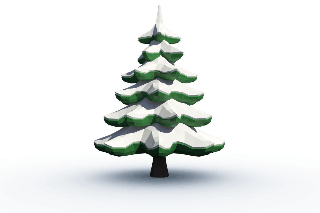 Polygon Snow-Covered Fir Tree on Transparent Background