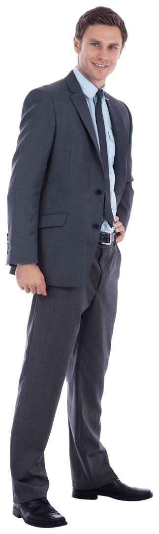 Smiling Businessman in Grey Suit with Transparent Background