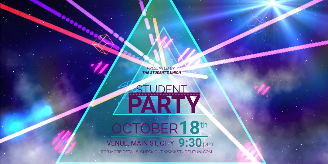 Vibrant Triangle-Based Student Party Invitation Design