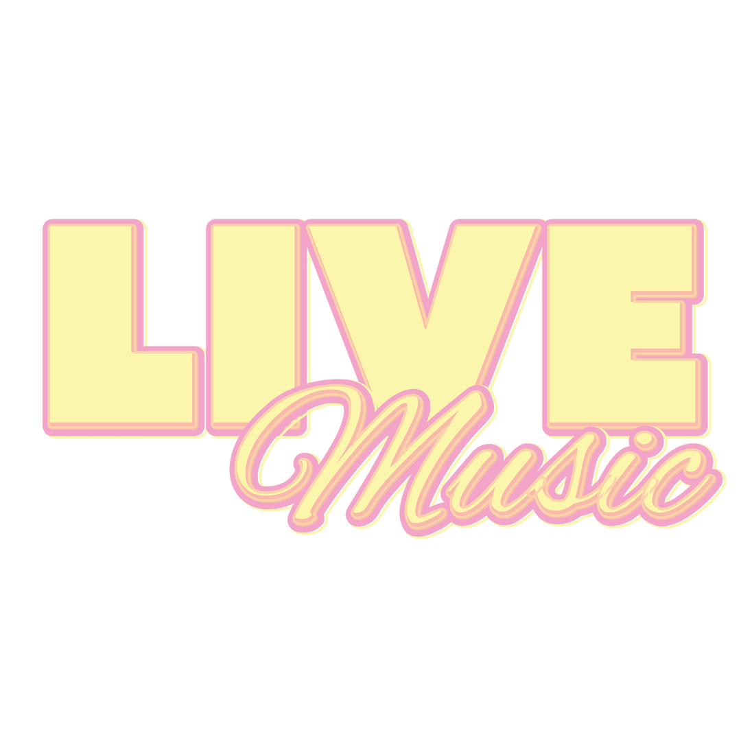 Yellow Live Music Sign on Transparent Background Digital Art