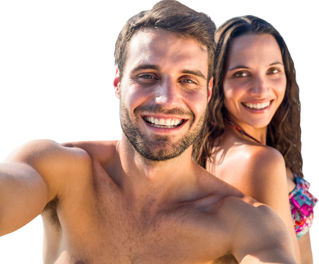 Smiling Caucasian Couple Enjoying Summer Vacation, Transparent Background - Download Free Stock Images Pikwizard.com